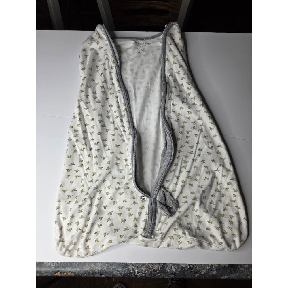 Burts Bees Baby Beekeeper Wearable Blanket Small 0-6M White Yellow Honeybe Print